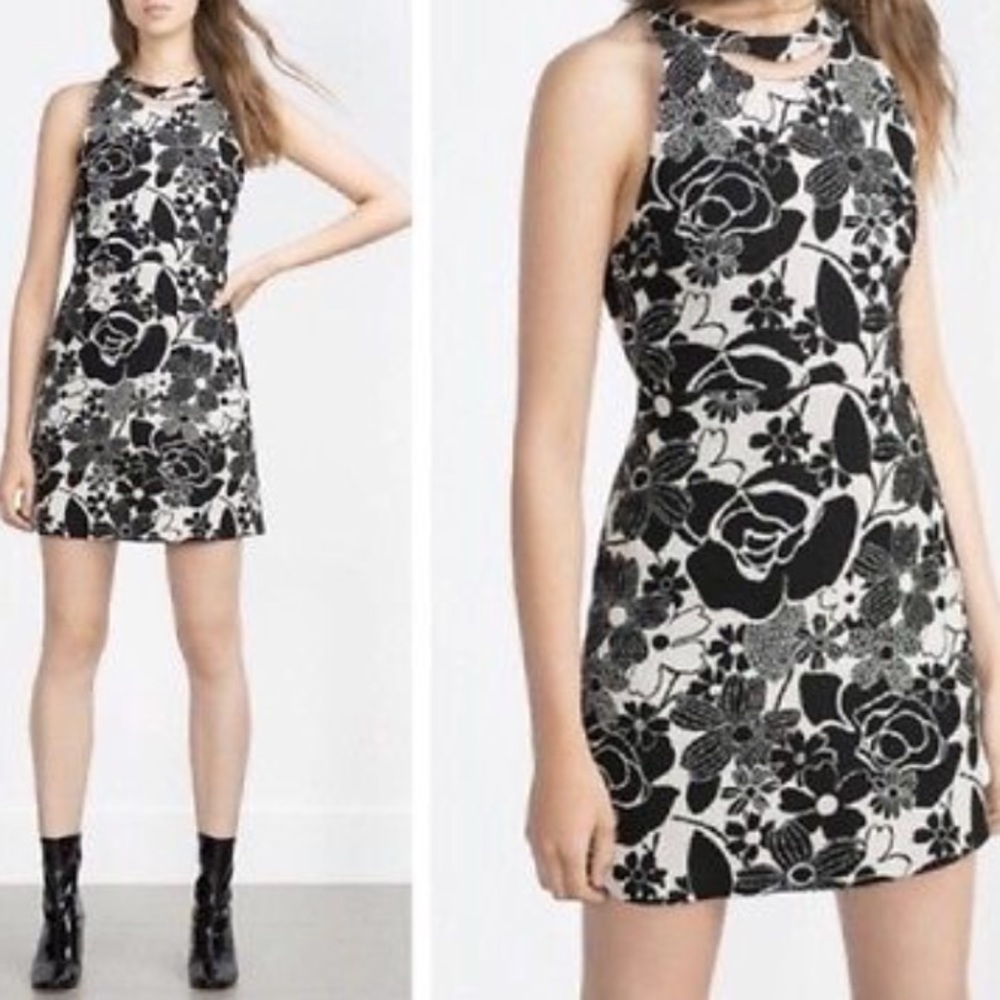 Zara Women’s dress black white small NWT cut outs